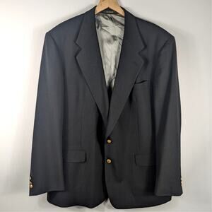 Givenchy Monsieur Mens 44R Blazer Jacket Black USA Made Wool Gold Buttons